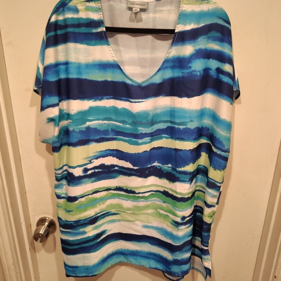 Women's Lot Of 2 Longline Tunic Tops 1X Catherines Eesome Electric Blue-Casual - Picture 6 of 9
